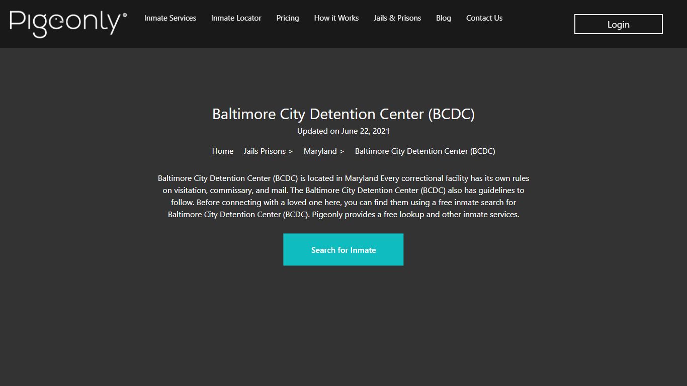 Baltimore City Detention Center (BCDC) Inmate Search ...
